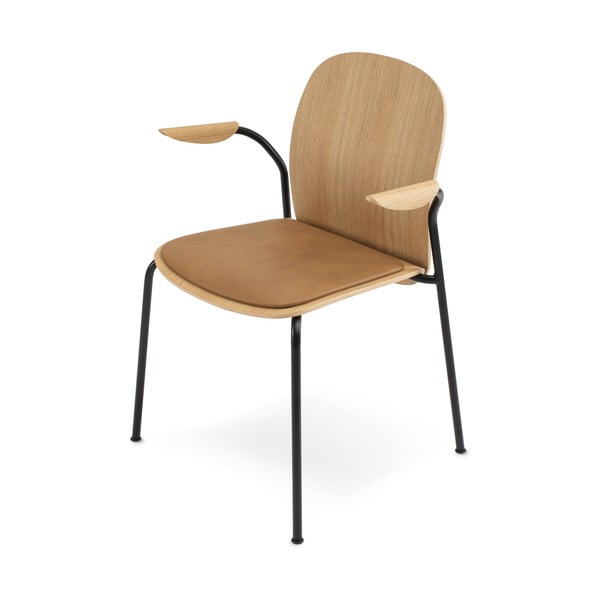 Koniakowo-naturalne krzesło w dekorze dębu Book – Gazzda