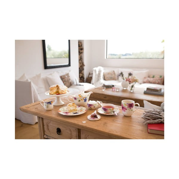 Porcelanowy spodek z motywem kwiatów Villeroy & Boch Mariefleur Tea, ⌀ 16 cm-image-2