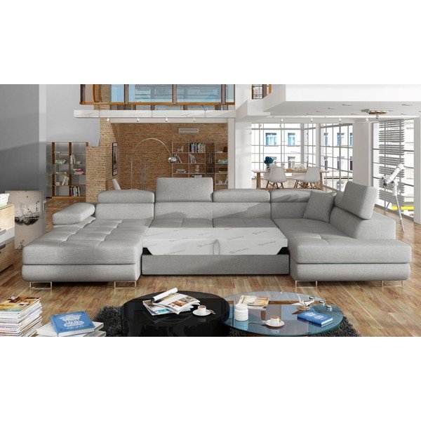 Jasnoszary rozkładany/ze schowkiem narożnik (prawostronny/w kształcie litery U) Rodrigo – ELTAP-image-2