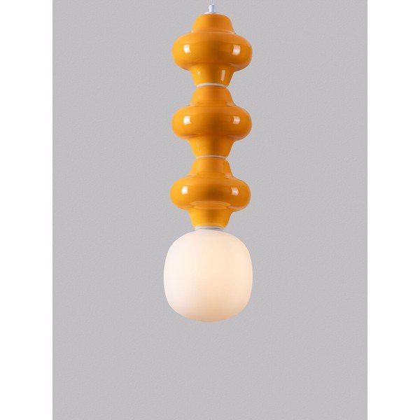 Biała/pomarańczowa lampa wisząca ceramiczna ze szklanym kloszem ø 18 cm Clio – Nova Luce-image-1