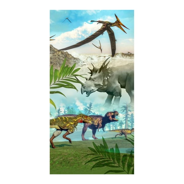 Ręcznik plażowy z nadrukiem Good Morning Dinoworld, 150x75 cm