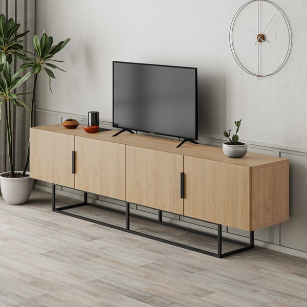 Szafka pod TV w dekorze dębu 200x55 cm Titan – Marckeric-image-1