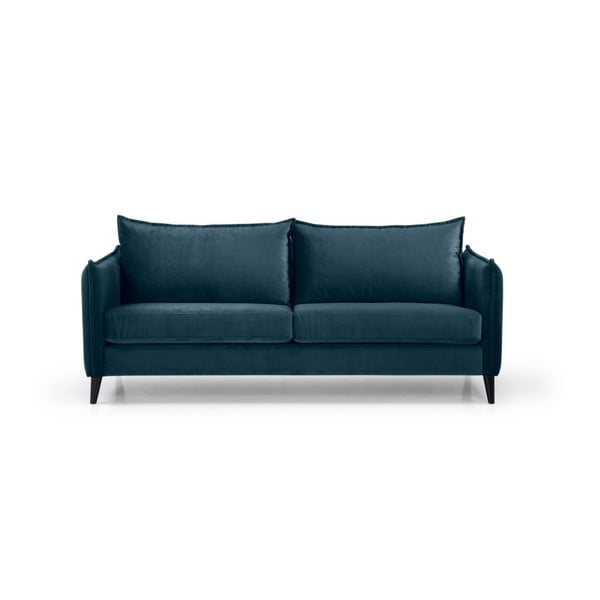 Niebieska aksamitna sofa Scandic Leo, 208 cm