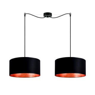 Czarna podwójna lampa wisząca z wnętrzem w kolorze miedzi Sotto Luce Mika