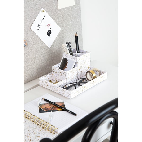 4-częściowy przybornik w biało-złotym kolorze Bigso Box of Sweden Lena-image-1