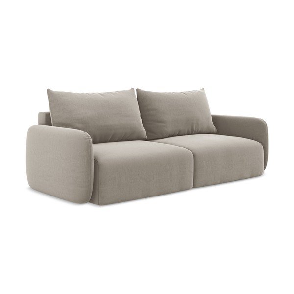 Szarobrązowa aksamitna rozkładana/ze schowkiem sofa 238 cm Kalena – Makamii-image-2