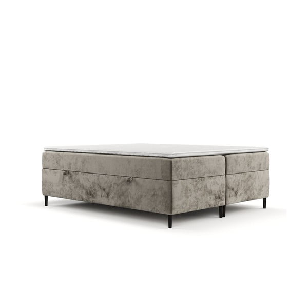 Jasnobrązowe łóżko boxspring ze schowkiem 200x200 cm Araya – Maison de Rêve