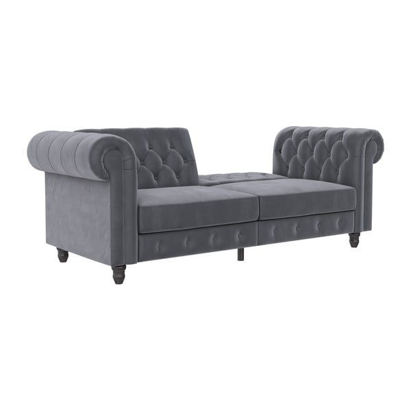 Ciemnoszara aksamitna rozkładana sofa 236 cm Felix – Støraa-image-1