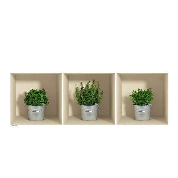 Zestaw 3 naklejek 3D Ambiance Herbs in Pot-image-2
