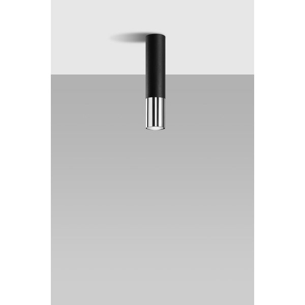 Metalowa lampa sufitowa w czarno-srebrnym kolorze ø 6 cm Longbot – Sollux-image-2
