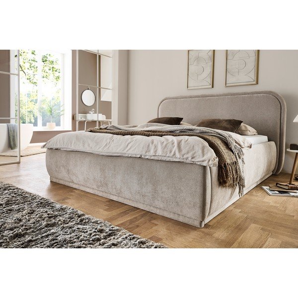 Beżowe tapicerowane łóżko dwuosobowe bez stelaża 180x200 cm Soma – Meise Möbel-image-2