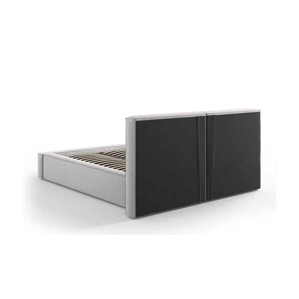 Jasnoszare tapicerowane łóżko dwuosobowe ze schowkiem i stelażem 180x200 cm Arendal – Cosmopolitan Design-image-4