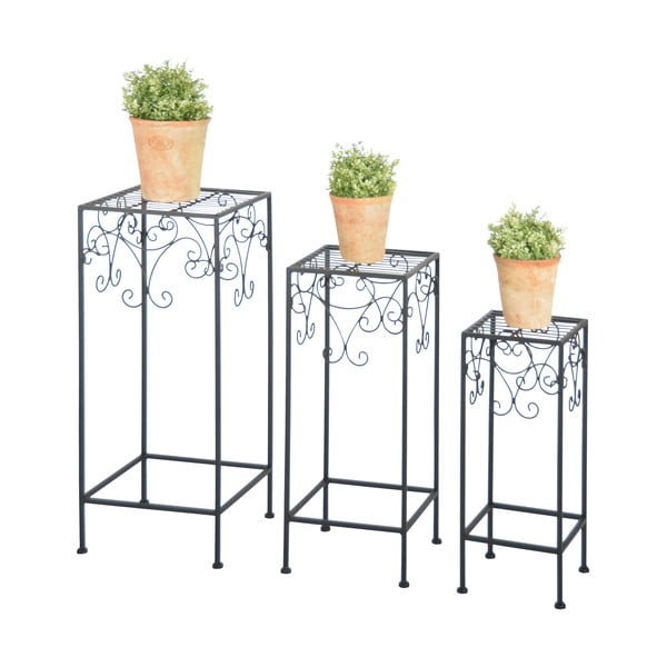 Zestaw 3 czarnych postumentów na doniczki z kwiatami Esschert Design-image-1