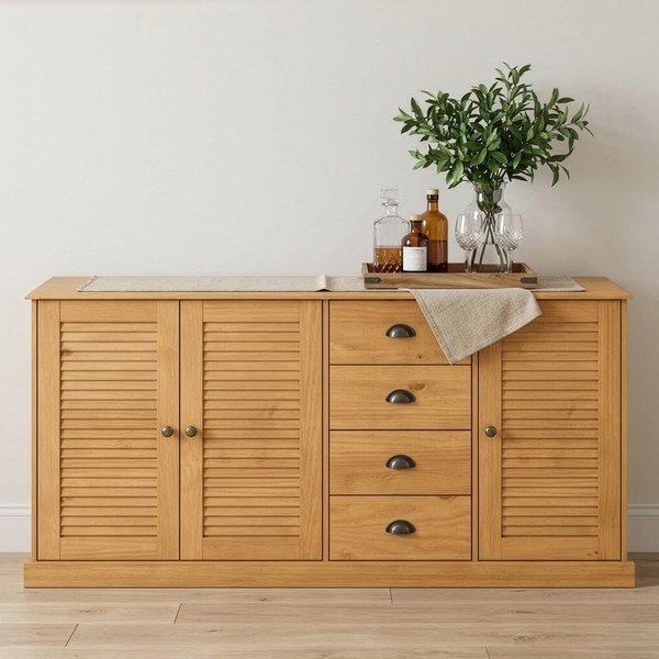 Komoda z litego drewna sosnowego w jasnym naturalnym kolorze 166x80x38 cm Edith – Støraa-image-4