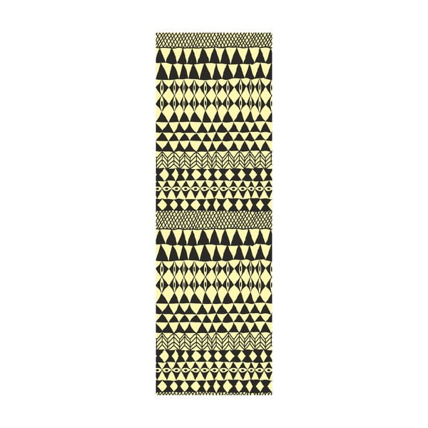 Winylowy dywan Etnico Crema Negro, 80x250 cm