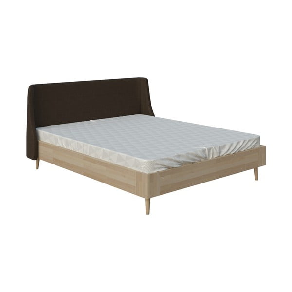 Brązowe łóżko dwuosobowe DlaSpania Lagom Side Wood, 160x200 cm