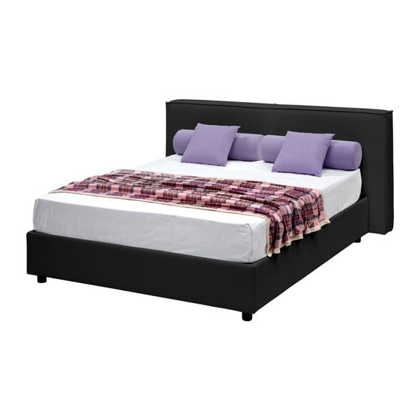 Czarne łóżko dwuosobowe ze schowkiem 13Casa Melita, 160x190 cm