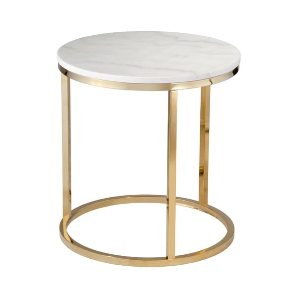 Biały marmurowy stolik z konstrukcją w kolorze złota RGE Accent, ⌀ 50 cm