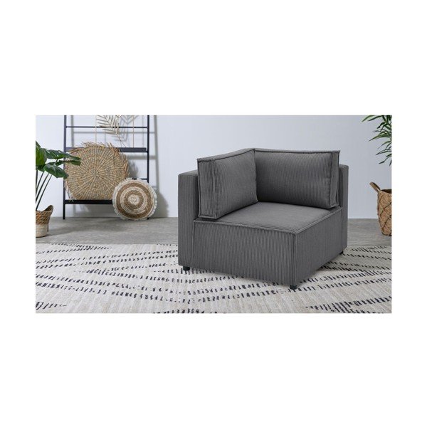 Ciemnoszary sztruksowy moduł sofy (strona zmienna) Nihad modular – Bobochic Paris-image-1