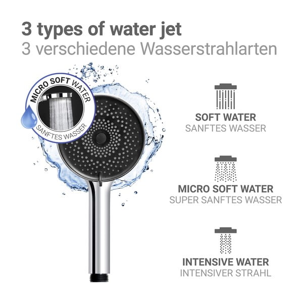 Plastikowa słuchawka prysznicowa w kolorze srebra ø 12 cm Softwater – Wenko-image-3