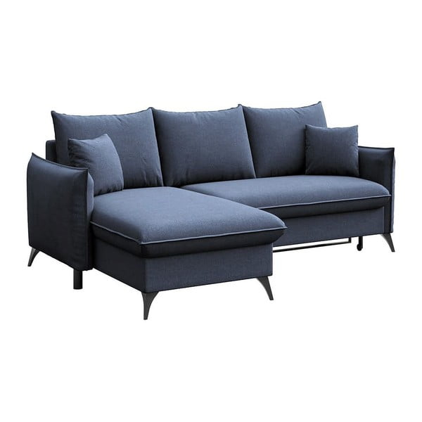 Niebieski rozkładany narożnik ze schowkiem (lewostronny/z szezlongiem) Brim – Rodier-image-2