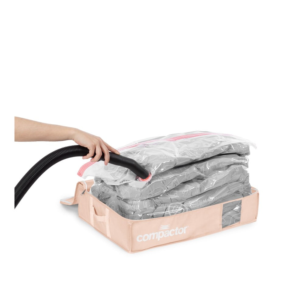 Plastikowe pojemniki próżniowe pod łóżko zestaw 3 szt. 65x45x15,5 cm Pink Edition – Compactor (zdjęcie 4)