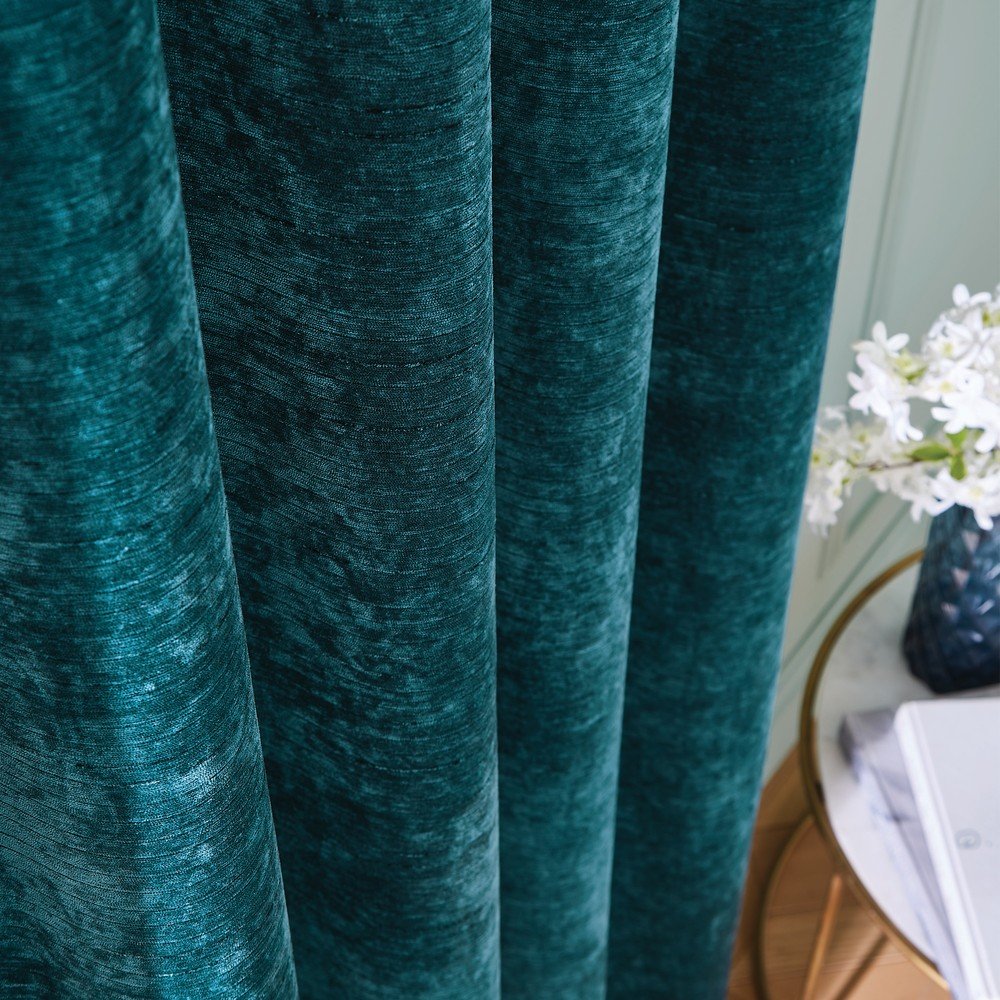 Zielononiebieskie zasłony termiczne z szenilu zestaw 2 szt. 117x183 cm Selene Luxury Chenille – Hyperion (zdjęcie 3)