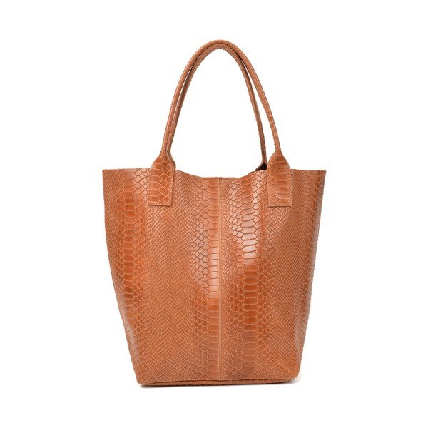 Brązowa skórzana torebka shopper Renata Corsi Lola I-image-1