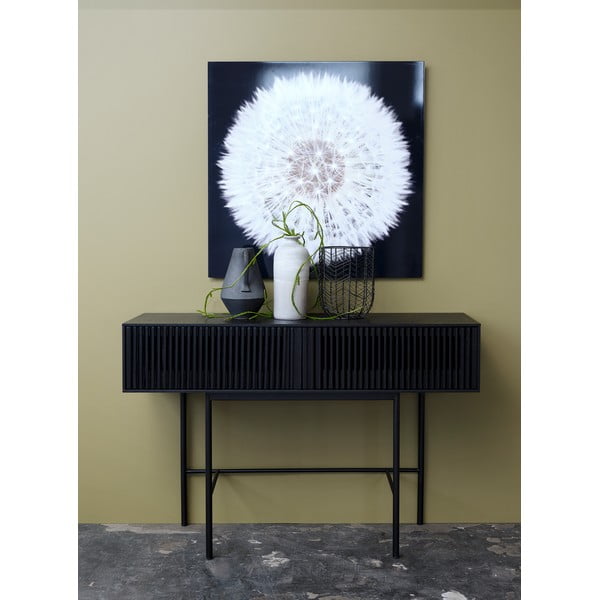 Czarny stolik z drewna dębowego i metalowymi nogami Canett Oxford, dł. 120 cm-image-1