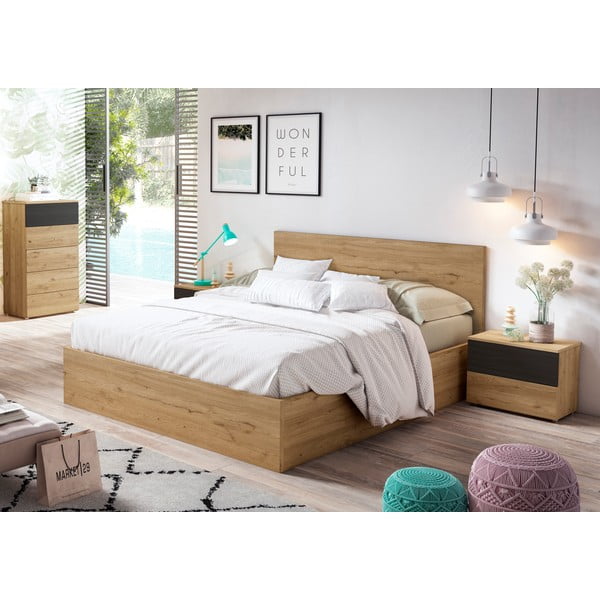 Czarna wysoka komoda w dekorze dębu 62x111 cm Care – Marckeric-image-3