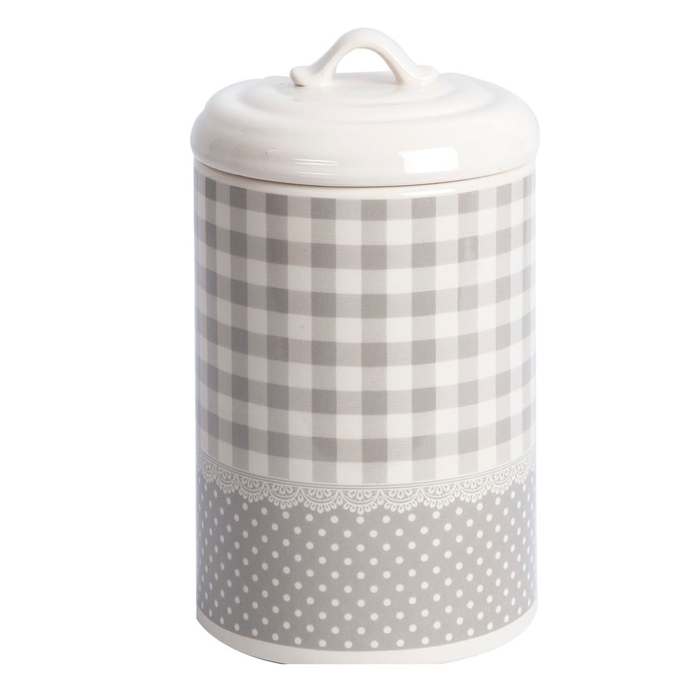 Pojemnik ceramiczny Grey Dots&Checks, 21 cm
