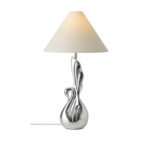 Biała/w kolorze srebra lampa stołowa z żywicy polimerowej (wysokość 53 cm) Swan – Ellos Home