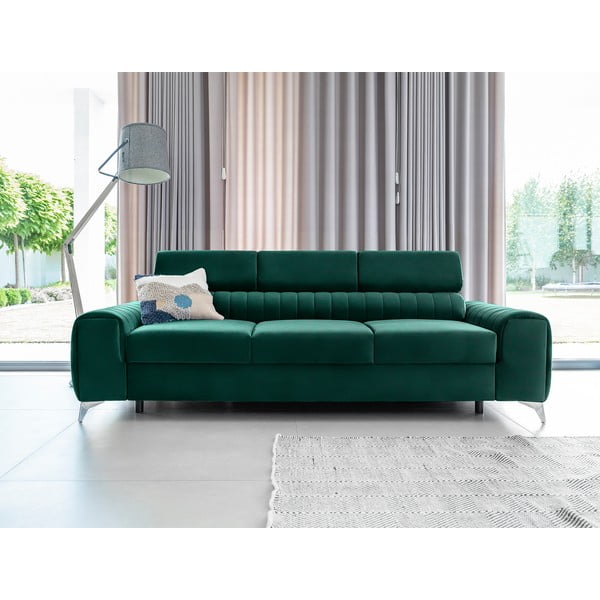 Zielona aksamitna rozkładana sofa 261 cm Laurence – ELTAP-image-3