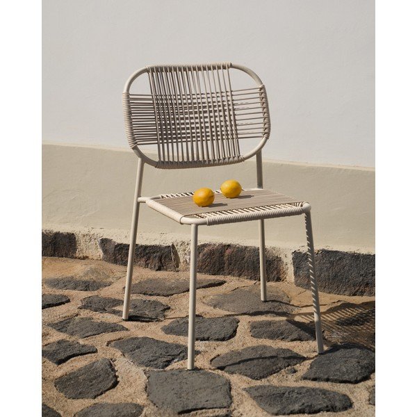 Beżowe metalowe krzesło ogrodowe Talaier – Kave Home-image-1