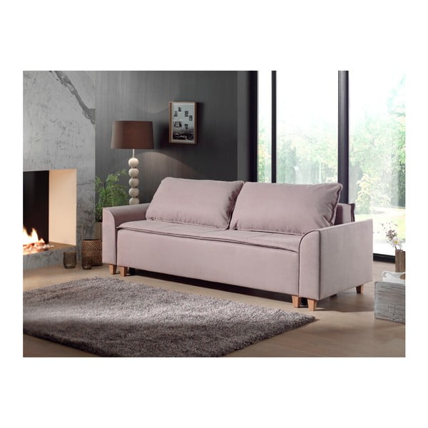 Różowoszara sofa rozkładana Sinkro Herman