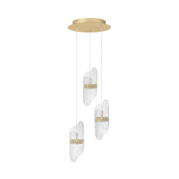 Metalowa lampa wisząca LED ze ściemniaczem w kolorze mosiądzu ze szklanym kloszem ø 32 cm Lucien – Nova Luce