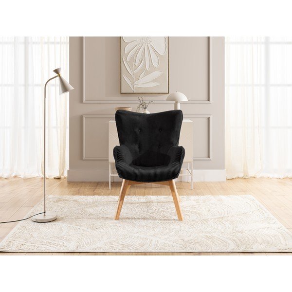 Czarny sztruksowy fotel Niko – Ropez-image-1