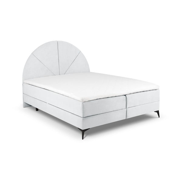 Jasnoszare łóżko boxspring ze schowkiem 180x200 cm Sunset – Cosmopolitan Design
