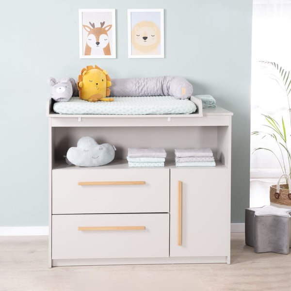 Jasnoszara komoda dziecięca z przewijakiem 107x98x75 cm Lea – Roba-image-2