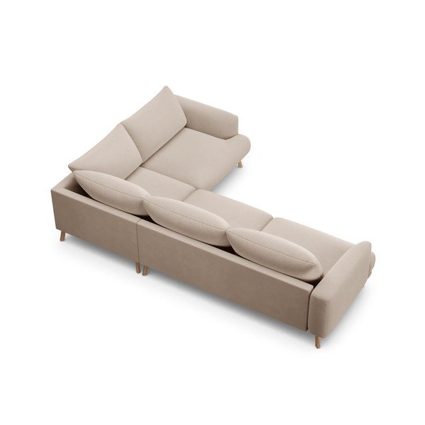 Beżowy aksamitny narożnik (prawostronny/w kształcie litery L) Naomi – Micadoni -image-3