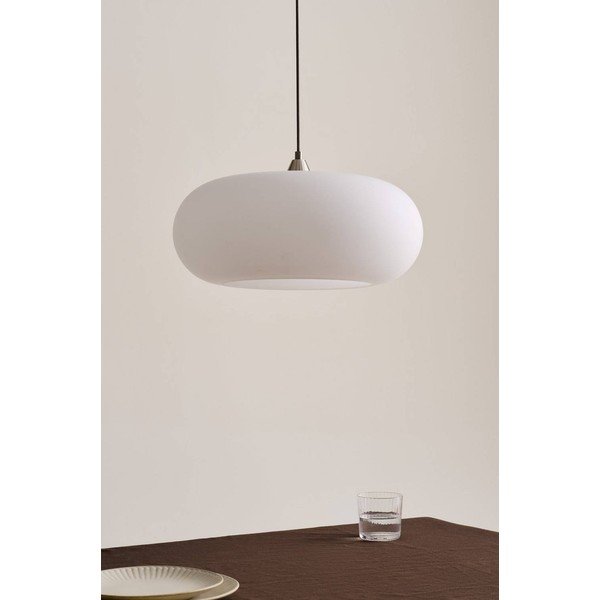 Biała/w kolorze matowego srebra lampa wisząca z opalowego szkła ø 43 cm Thalia – Jotex-image-3