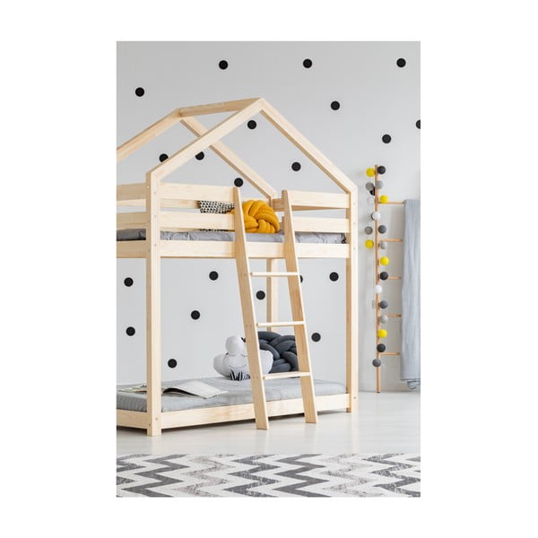 Łóżko piętrowe w kształcie domku z drewna sosnowego Adeko Mila DMP, 80x190 cm-image-2