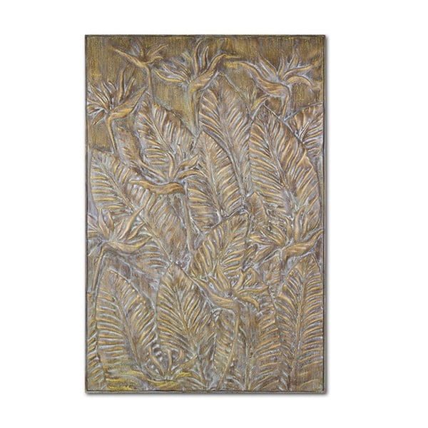 Obraz fakturowany z mosiądzu Santiago Pons Leaf, 118x79 cm