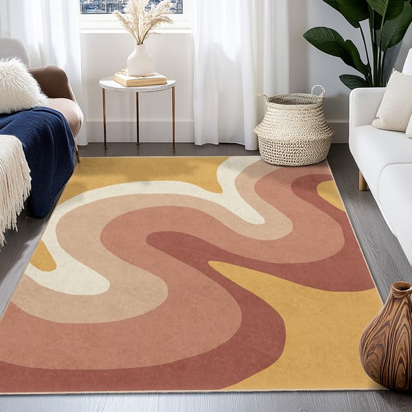 Żółto-szaroróżowy dywan odpowiedni do prania 60x100 cm Strawberry Creamsicle – Mila Home-image-4