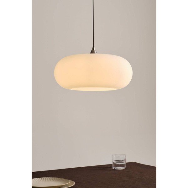 Biała/w kolorze matowego srebra lampa wisząca z opalowego szkła ø 43 cm Thalia – Jotex-image-1