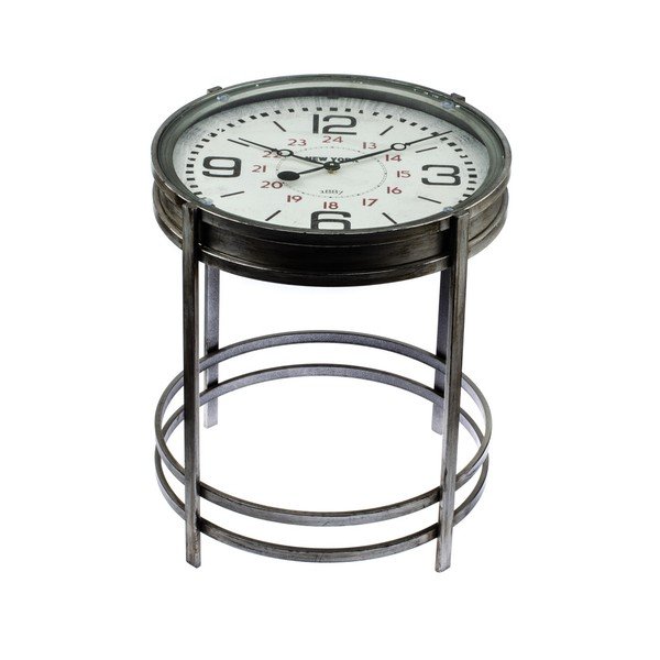 Stolik metalowy z zegarem Dakls Rustico, ⌀ 42,4 cm