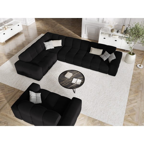 Czarna aksamitna sofa 156 cm Kendal – Micadoni Home-image-1