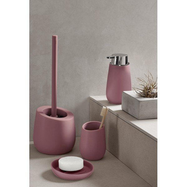 Różowy ceramiczna szczotka do WC Wenko Badi-image-1