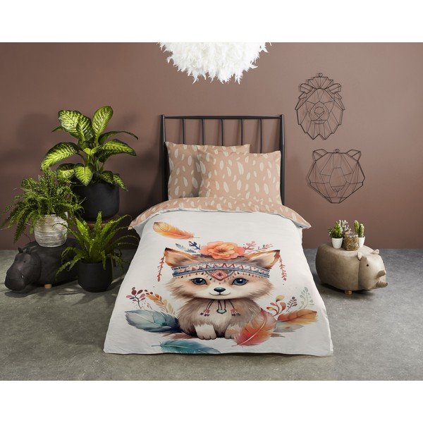 Brązowo-beżowa bawełniana pościel dziecięca jednoosobowa 140x200 cm Hay – Good Morning-image-1