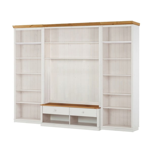 Biały zestaw pod TV z litego drewna sosnowego 288x223 cm Anita – Støraa-image-2